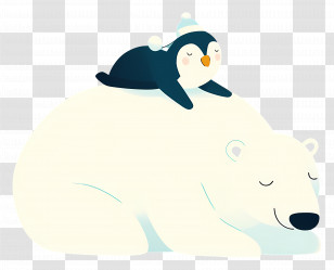 Penguin Sleeping On Bear - Polar Bear With Penguin Transparent PNG