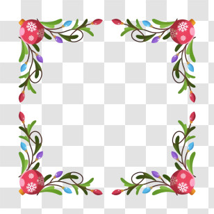 Christmas Lights - Decorative Holiday Frame With Ornaments Transparent PNG