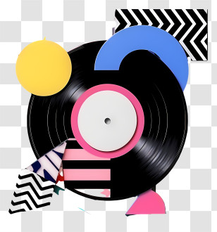 Vinyl Record - Abstract Vinyl Record Art With Colorful Accents Transparent PNG