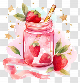 Strawberry Smoothie - Refreshing Strawberry Drink In A Jar Transparent PNG