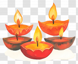 Diwali Oil Lamps - Traditional Diya Lamps For Festival Of Lights Transparent PNG