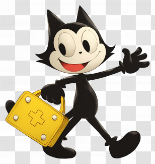 Felix The Cat - Cartoon Cat Carrying A Bag Transparent PNG
