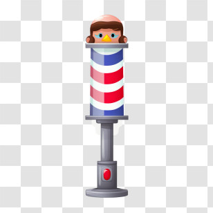 Barber Pole - Cartoon Barber Pole With Face Transparent PNG