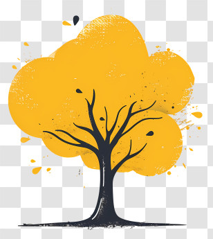 Autumn Tree - Modern Artistic Yellow Tree Illustration Transparent PNG