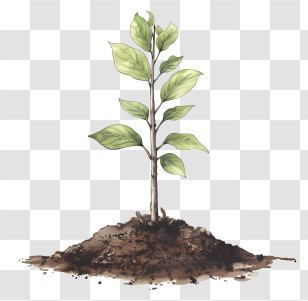 Tree Planting - Green Sapling With Soil Illustration Transparent PNG