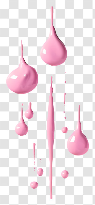 Paint Droplets - Pink Paint Splashes In Various Shapes Transparent PNG