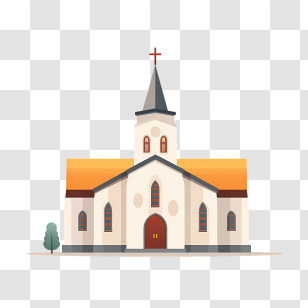 Church - Illustration Of A Church With A Cross Transparent PNG