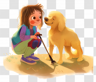 Blind Girl - Girl And Dog Friendship Illustration Transparent PNG