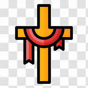 Christian Cross - Decorative Cross With Ribbon For Easter Transparent PNG
