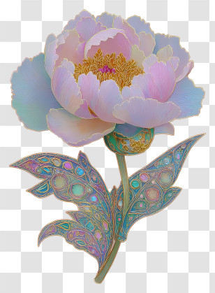 Elaborate Peony Art - Iridescent Peony Flower Transparent PNG