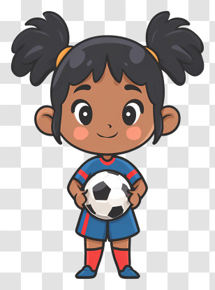 Black Girl Soccer Player - Girl With Soccer Ball Transparent PNG
