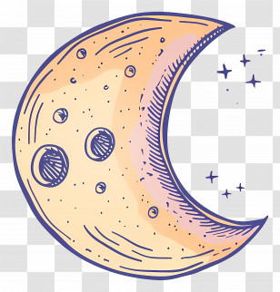 Doodle Moon - Crescent Moon With Starry Background Transparent PNG