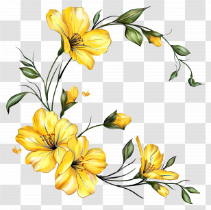 Yellow Flowers - Yellow Floral Branch Illustration Transparent PNG
