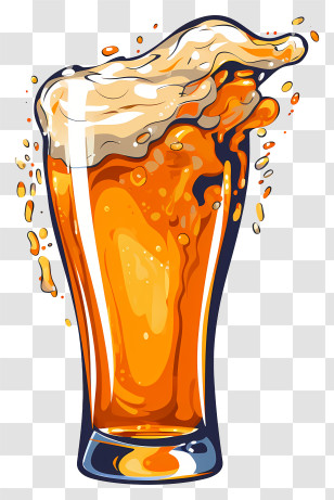 Beer - Beer In Pint Glass With Illustration Style Transparent PNG
