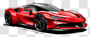 Ferrari Sf90 Stradale - Red Sports Car With Sleek Design Transparent PNG