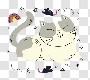 White And Gray Cat - Cute Cartoon Cat Transparent PNG
