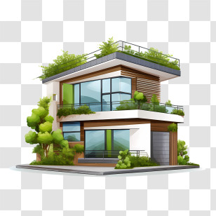 Eco House - Modern Sustainable House With Green Roof Transparent PNG