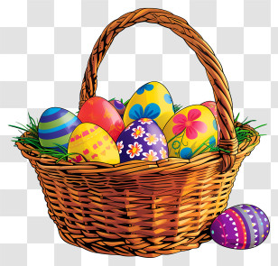 Cartoon Easter Egg Basket - Colorful Holiday Basket For Easter Decorations Transparent PNG