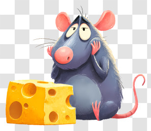 Tempting Cheese And Rat - Cartoon Blue Rat With Cheese Transparent PNG