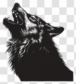 Wolf Silhouette - Black Howling Wolf Silhouette Art Transparent PNG