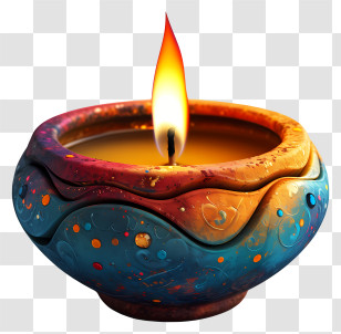 Diwali Lamp - Stacked Artistic Diya With Radiant Flame For Diwali Celebrations Transparent PNG