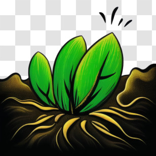 Plant - Young Sprouting Plant In Soil Transparent PNG