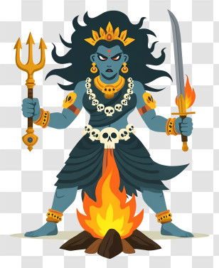 Goddess Kali - Kali Goddess Before Sacred Fire Transparent PNG