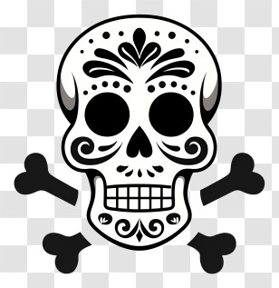 Sugar Skull With Crossbones - Decorative Skull Design Transparent PNG