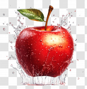 Splash Apple - Red Apple With Water Splash Transparent PNG