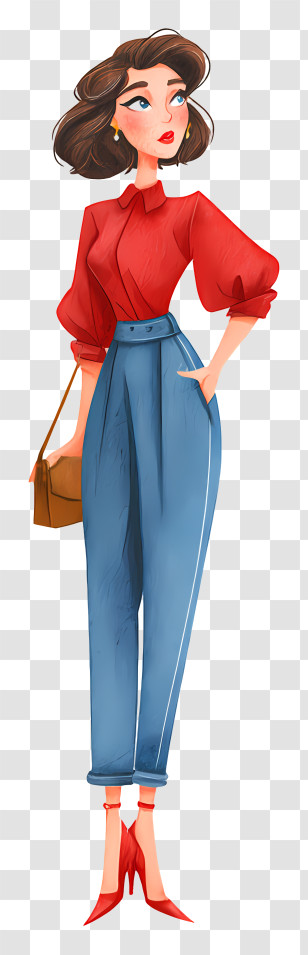 Woman Wearing Red Blouse - Woman In Red Blouse And Heels Transparent PNG