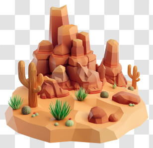 Desert - Desert Landscape With Rocky Terrain And Cactus Transparent PNG