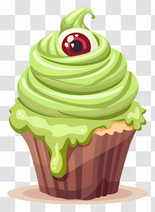 Halloween Cupcake - Creepy Monster Cupcake Transparent PNG