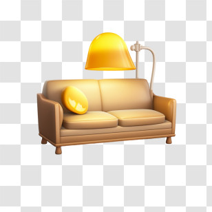 Couch And Lamp - Cozy Sofa With Decorative Lamp Transparent PNG