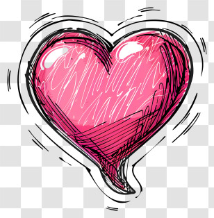 Pink Heart - Pink Heart Sketch Illustration Transparent PNG