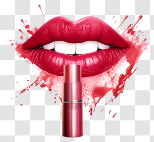 Red Lipstick - Red Lips With Lipstick Splash Transparent PNG