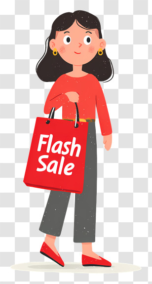 Flash Sale Shopping Bag - Woman Holding Flash Sale Bag Transparent PNG