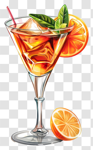 Cocktail Day - Refreshing Glass Of Iced Tea With Citrus Garnish Transparent PNG
