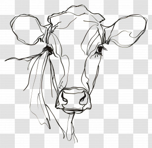 Emoji - Line Art Drawing Of A Cow Transparent PNG