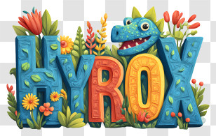Hyrox - Colorful Hyrox Logo With Dinosaur Transparent PNG