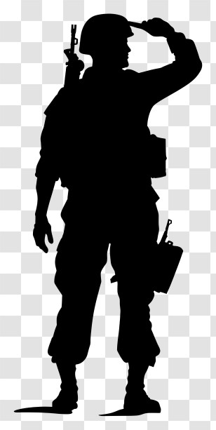 Soldier Silhouette - Saluting Soldier Silhouette Transparent PNG
