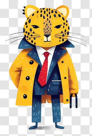 Cartoon Leopard - Stylish Jaguar Businessman Cartoon Transparent PNG