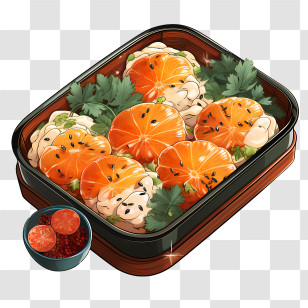Bento Box - Food Box Filled With Orange Slices And Parsley Transparent PNG