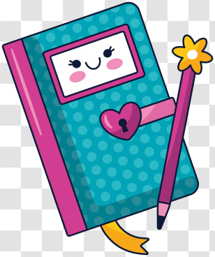 Notebook - Cute Diary With Pencil Transparent PNG