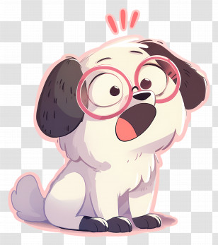 Cute White Dog - Cute Cartoon Dog Wearing Glasses Transparent PNG