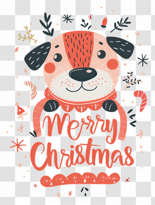 Christmas Dog - Merry Christmas Dog Illustration Transparent PNG