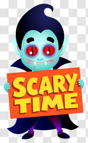 Vampire Scary Time - Cartoon Vampire With Scary Time Sign Transparent PNG