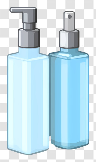 Glass Bottles - Blue Bottles With Pump And Spray Dispenser Transparent PNG