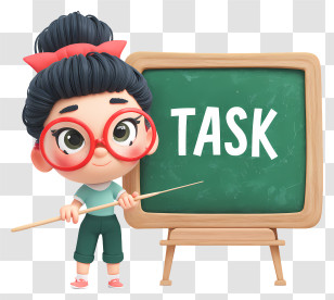Woman Teacher - Teacher Pointing At 'TASK' Board Transparent PNG