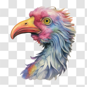Dodo - Colorful Bird Head Artwork Transparent PNG