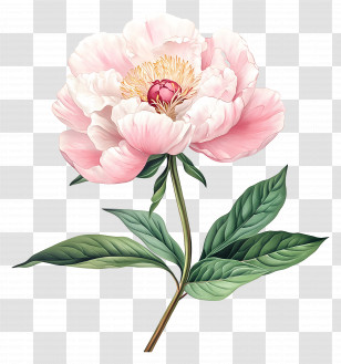 Peony - Pink Flower In Full Bloom Transparent PNG